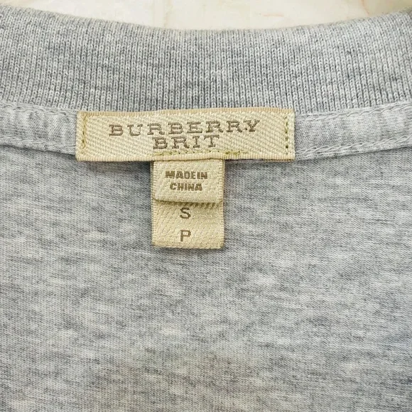 BURBERRY BRIT {S} Polo Shirt Heather Grey Nova Check - Picture 4 of 6